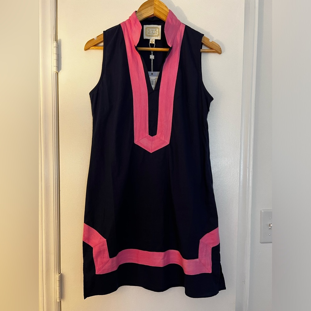 NWT Sail to Sable Tunic Linen Dress Size Small Navy/Pink